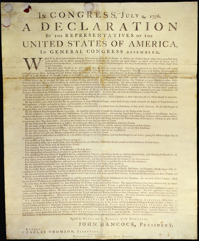 The declaration of independence is signed