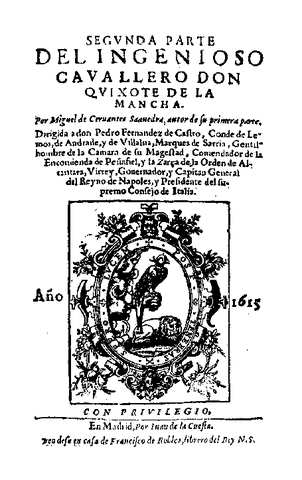 Aparecen la segunda parte del Quijote y sus Ocho comedias y ocho entremeses