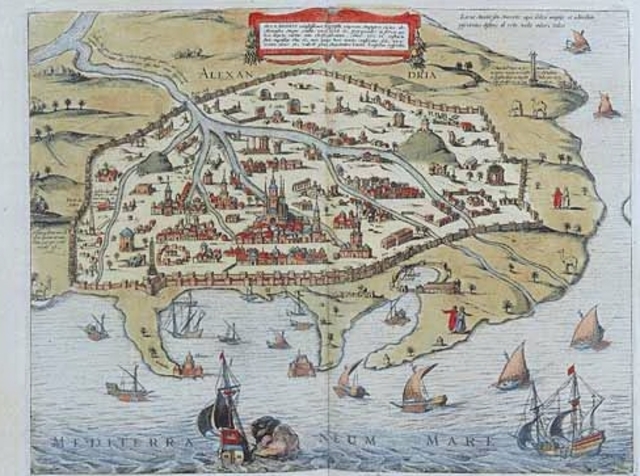 Ciudad antigua de Alejandría,fundada en 331 a.C. por Alejandro Magno,cuando Egipto estaba bajo el dominio persa.Ubicada en la zona más occidental del delta del Nilo,sobre una loma que separa el lago Mariout del mar Mediterráneo