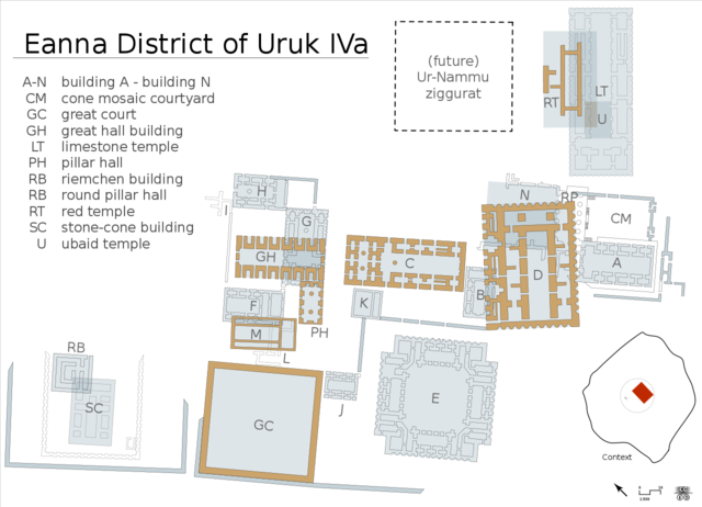 Plantas de los templos C y D del Eanna. Epoca de Uruk.