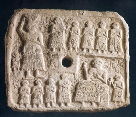 Placa votiva de Urnanshe. Epoca Dinastica Arcaica III. (2.494-2.465 a.C.).