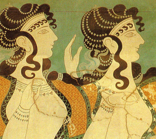 Damas de azul del palacio de Cnossos