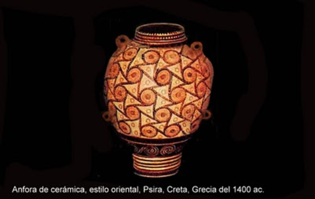 Ánfora Ceramica Estilo oriental Psira Grecia 1400
