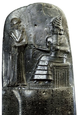 Estela del código de Hammurabi. Epoca paleobabilónica (1.753 a.C.)