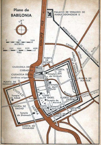 Plano de la ciudad de Babilonia. Imperio neobabilónico (Siglos VII-VI).