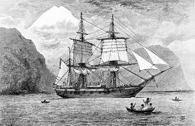 Darwin sets sail on the HMS Beagle