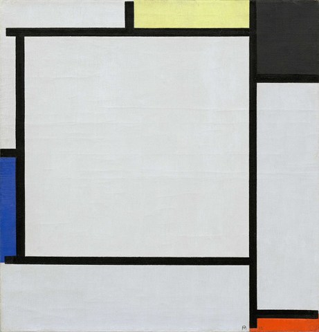 Piet Mondrian - Tableau 2, with Yellow, Black, Blue, Red, and Gray