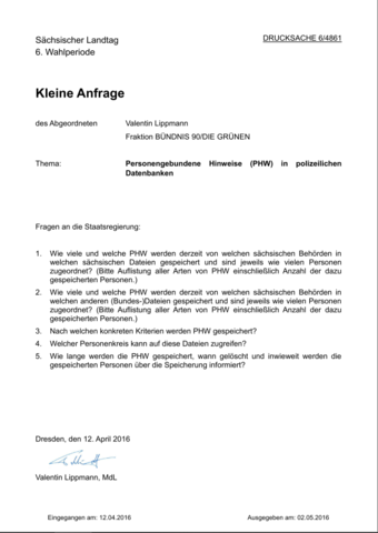 Parlamentarische Anfragen im Landtag Sachsen