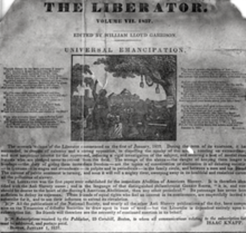 William Lloyd Garrison Publishes "The Liberator"