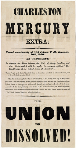 South Carolina Secedes from the Union