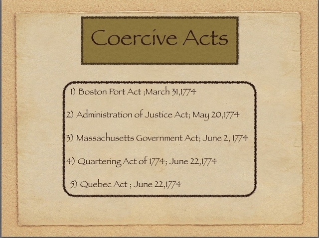 Coercive/Intolerable Acts