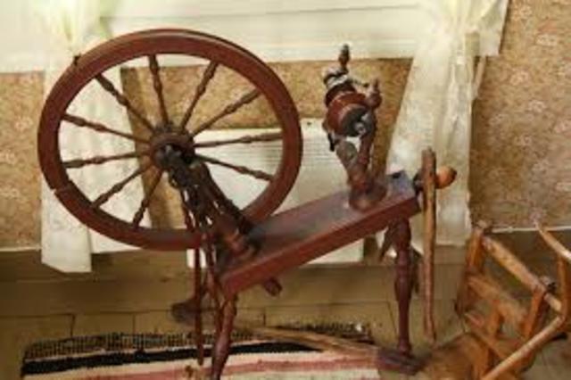 Spinning Machine Samuel Slater combines the two steps of adding the twist and winding on the yarn into a continual process.