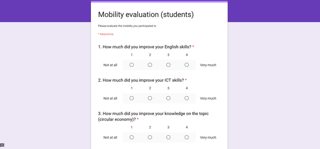 Συμπλήρωση ερωτηματολογίου αυτοαξολόγησης κινητικότητας