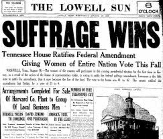 19th Amendment is ratified