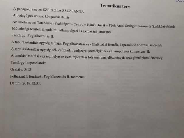 Tematikus terv elkészítése