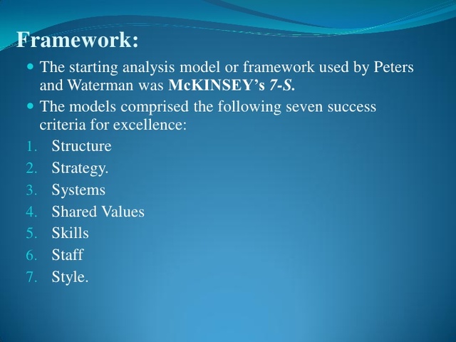McKinsey 7-S Framework~In Search of Excellence