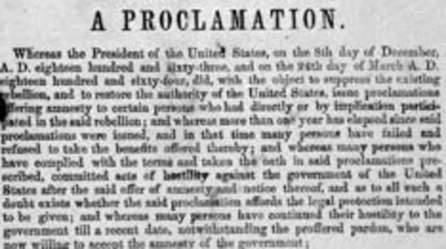 Johnson announced plans for the presidential reconstruction