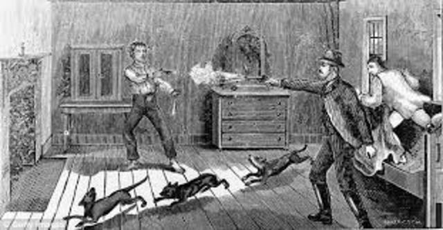 Sheriff Pat Garret kills Billy the kid, essentially ending the Lincoln County War