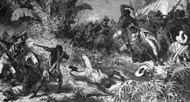 Slave revolt is put down in Domingue (Haiti)
