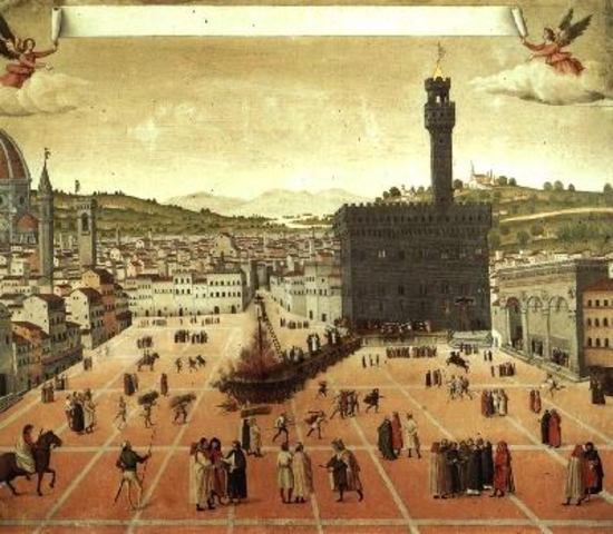 GIROLAMO SAVONAROLA VIENE IMPICCATO E  CONDANNATO AL ROGO