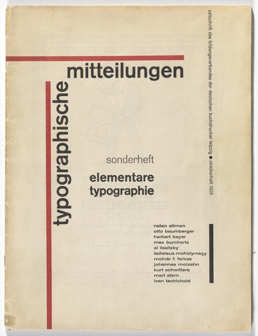 Jan Tschichold - Typographische Mitteilungen: Elementare Typographie