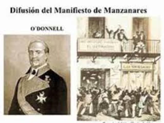 La vicalvarada: manifiesto de Manzanares. Caída del régimen moderado