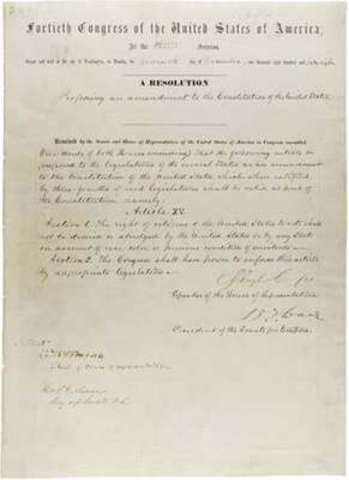 15th Amendment Ratified