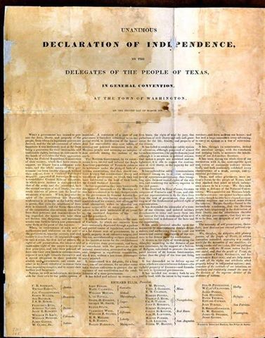 Republic of Texas Declares Independence