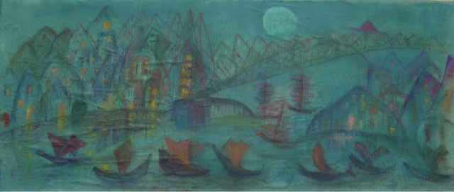 Ciudad a la luz de la luna (una pintura famosa)