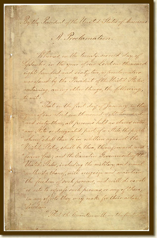 President Lincoln issues the Emancipation Proclamation. Reconstruction Begins