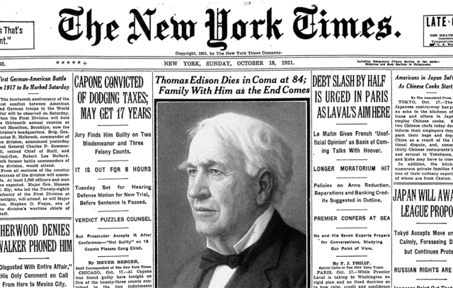 Thomas Edison's Death