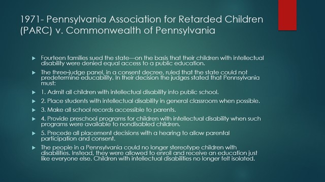 Pennsylvania Association for Retarded Children (PARC) v. Commonwealth of Pennsylvania ​
