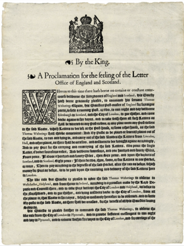 Charles I Demands Better Postal Service