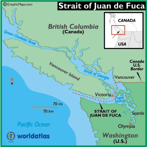 1592 - Discovery of Strait of Juan de Fuca claimed by Juan de Fuca