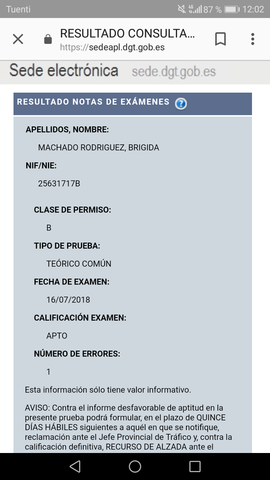 Aprobé el teórico del coche