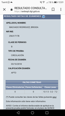 Aprobé el práctico del coche