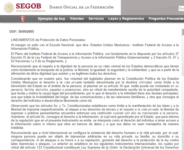 Lineamientos de Protección de Datos Personales