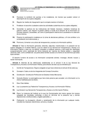 Expedición de  la Ley General de Transparencia y Acceso a la Información Pública (Ley General