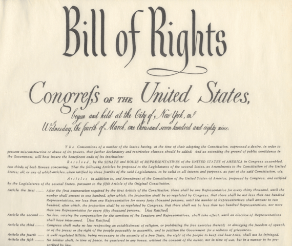 BIll of Rights added to Constitution