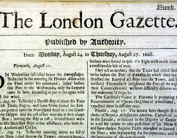 News Paper The London Gazette