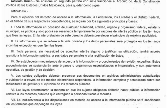 Reforma constitucional del artículo 6°