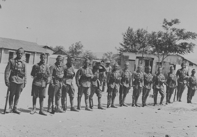 Greek Soldiers Guarding Barracks.