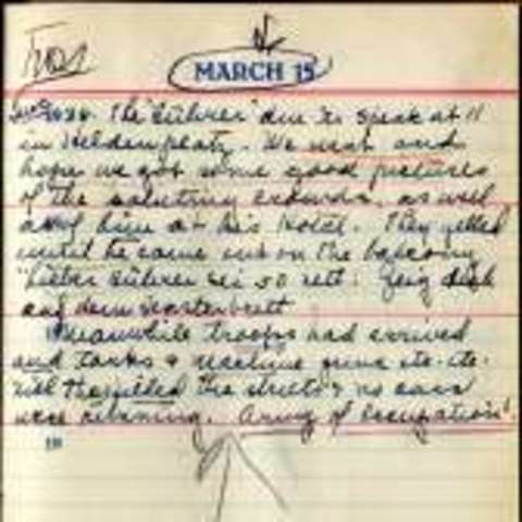 Helen Baker Diary Entry