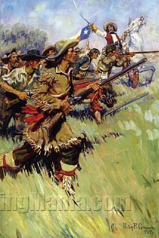 Sam Houston leads the Texas Army to victory destroying Santa Anna's army at the Battle of San Jacinto.