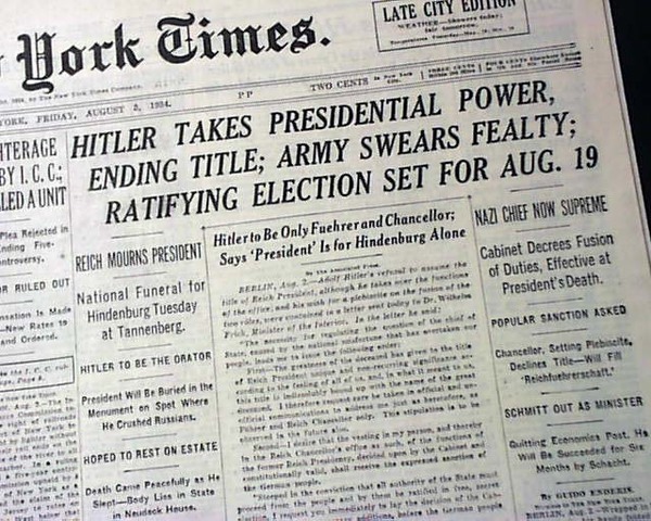 Hitler becomes Fuhrer.