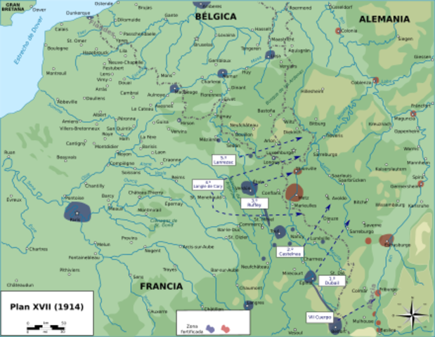 Los franceses cuentan con el plan XVII por el general Joffre