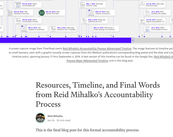 Reid Publishes Final Accountability Update - Resources, Timeline, and Final Words from Reid Mihalko's Accountability Process