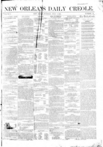 Se publica el primer diario afroamericano The New Orleans Daily Creole