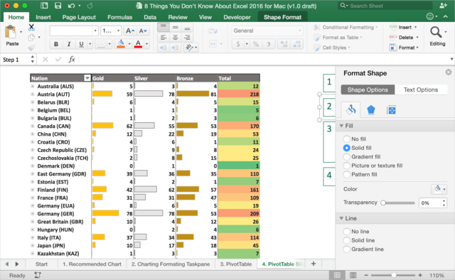 Version de Excel (2015)