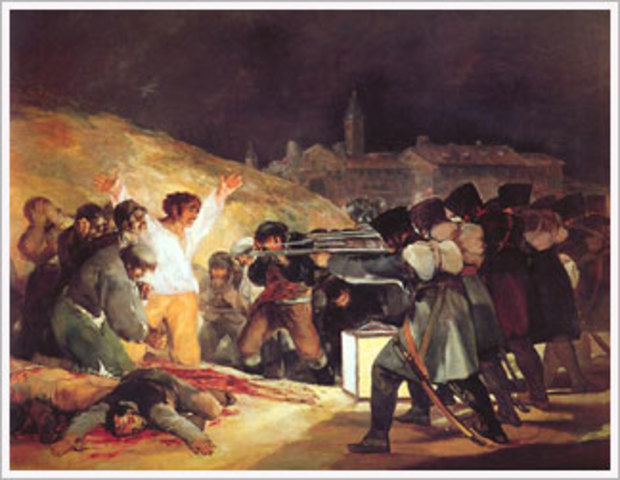 Francisco de Goya pinta 'O tres de maio en Madrid'